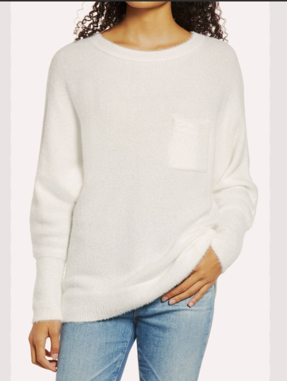 Caslon "Ivory Cloud" Plush Knit Sweater, Size XS, #CN452903MI, NWT